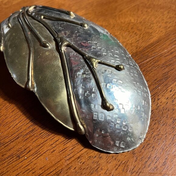 Mixed Metal Brutalist Belt Buckle Brass Silver Oversized Western Gypsy Modernist - Picture 3 of 7